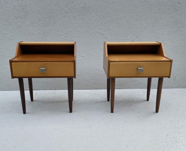 2 Mid Century maple bedside tables