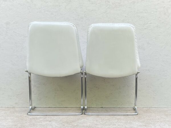 1970's White Leather And Chrome, Pieff 'Eleganza' Dining Chairs - Image 8