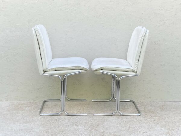 1970's White Leather And Chrome, Pieff 'Eleganza' Dining Chairs - Image 15