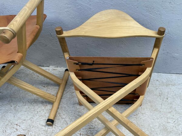 A Set Of 6, 1980's David Colwell, C2 Folding, Directors Chairs, Steam Bent Ash And Tan Leather - Image 11