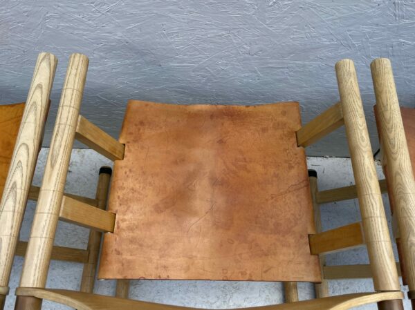 A Set Of 6, 1980's David Colwell, C2 Folding, Directors Chairs, Steam Bent Ash And Tan Leather - Image 12