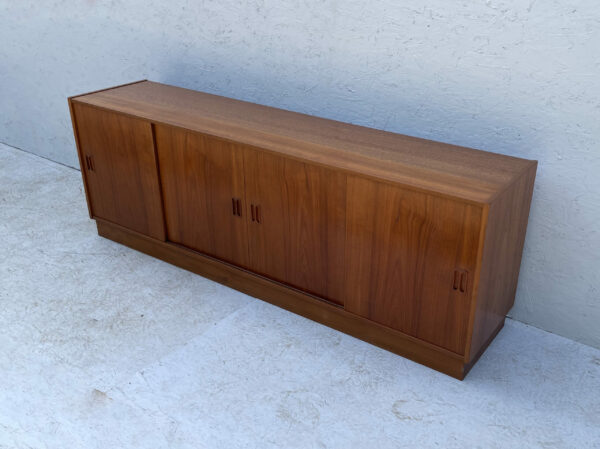 Mid Century Danish, Plinth Based Sideboard In Teak With Sliding Doors - Image 6