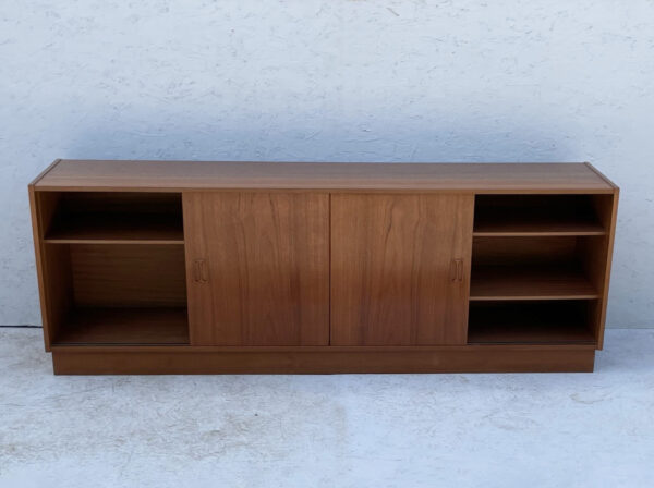 Mid Century Danish, Plinth Based Sideboard In Teak With Sliding Doors - Image 5