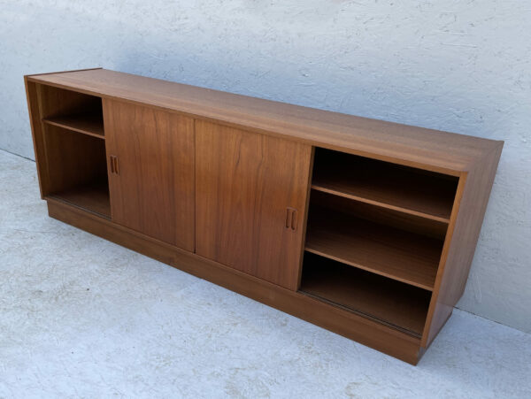 Mid Century Danish, Plinth Based Sideboard In Teak With Sliding Doors - Image 7