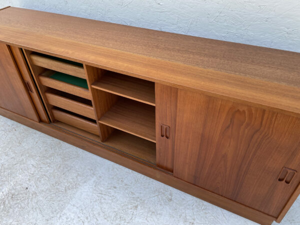 Mid Century Danish, Plinth Based Sideboard In Teak With Sliding Doors - Image 12