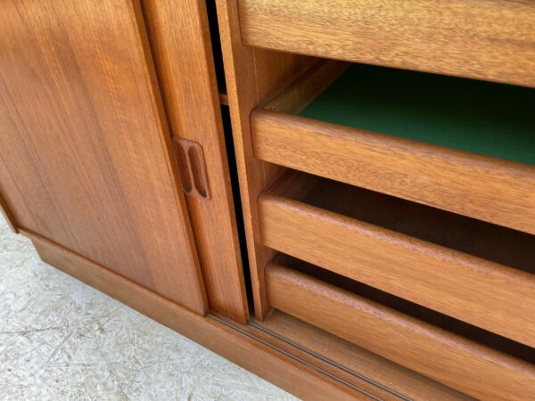 Mid Century Danish, Plinth Based Sideboard In Teak With Sliding Doors - Image 15