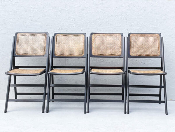 Four Vintage 1960's/70's Rattan Folding Chairs