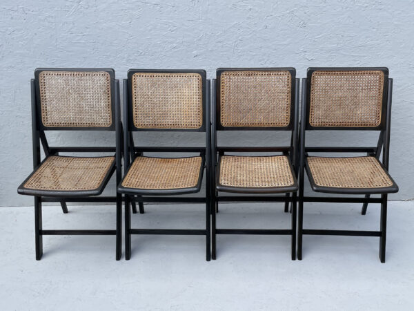 Four Vintage 1960's/70's Rattan Folding Chairs - Image 2