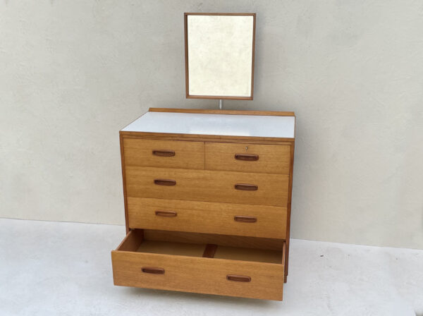 Vintage Mid Century Teak Chest Of Drawers With Removable Mirror - Image 6