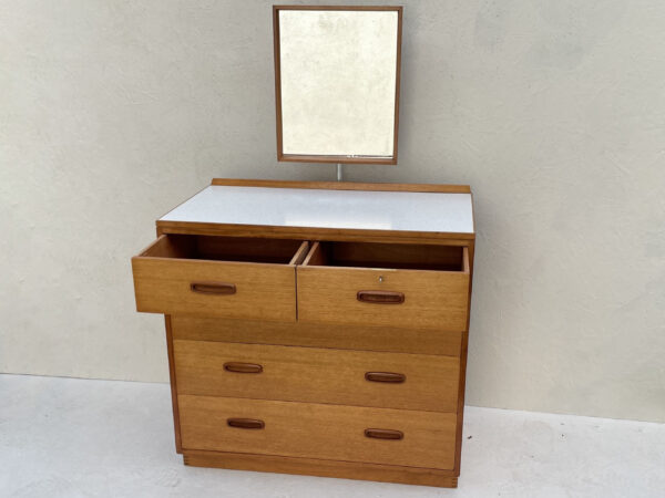 Vintage Mid Century Teak Chest Of Drawers With Removable Mirror - Image 9