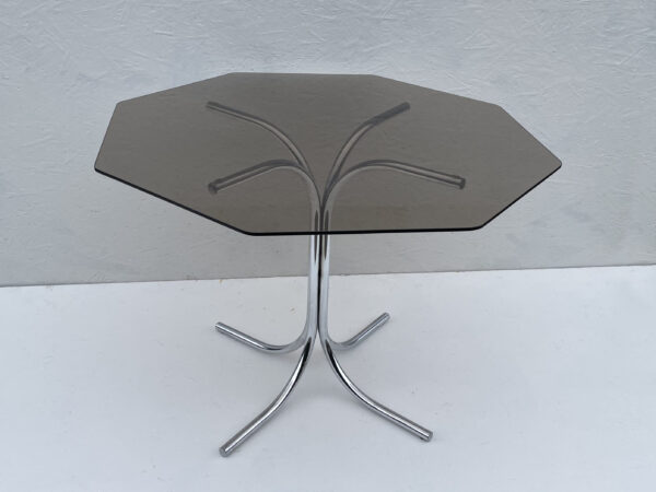 1970's Bauhaus Influenced Chrome And Smoked Glass Hexagonal Dining Table