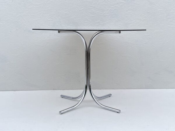 1970's Bauhaus Influenced Chrome And Smoked Glass Hexagonal Dining Table - Image 4