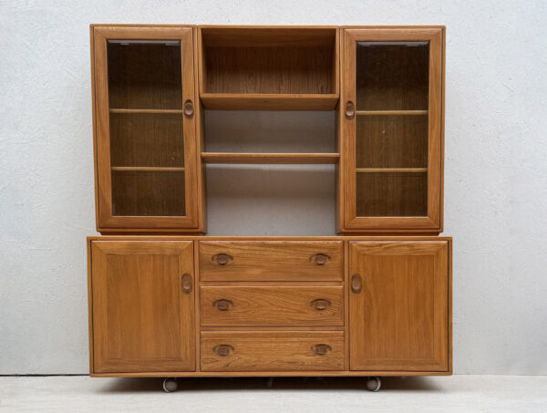 Vintage Ercol Windsor Modular Sideboard With Display Cabinets