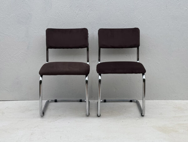 Pair Of Newly Upholstered, Mid Century, Cesca Style, Cantilever Dining Chairs - Image 7