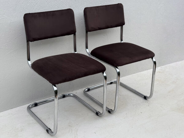 Pair Of Newly Upholstered, Mid Century, Cesca Style, Cantilever Dining Chairs - Image 5