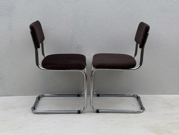 Pair Of Newly Upholstered, Mid Century, Cesca Style, Cantilever Dining Chairs